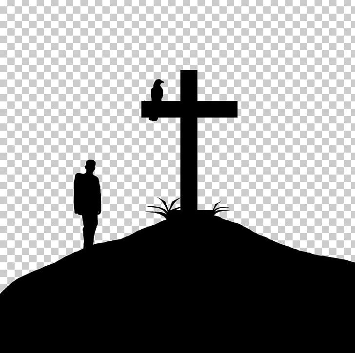 Silhouette Cross Drawing PNG, Clipart, Animals, Black And White, Christian Cross, Cross, Drawing Free PNG Download