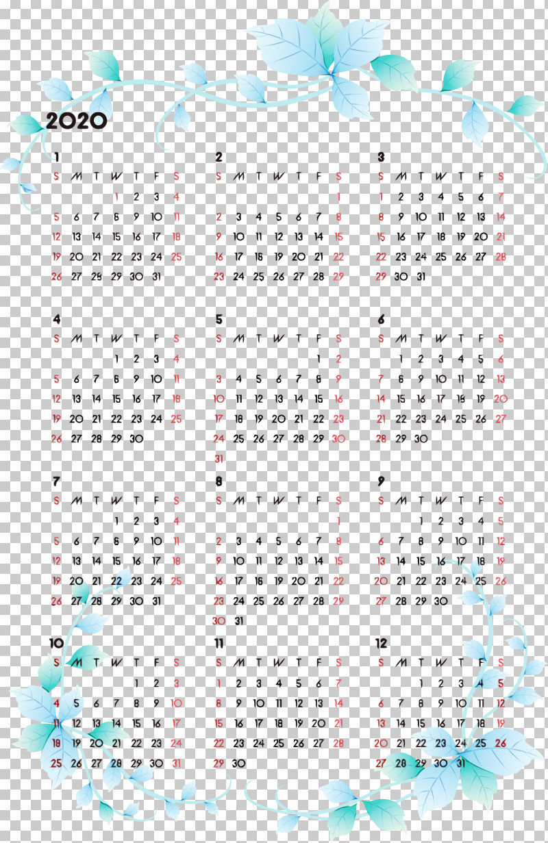 Text Calendar Turquoise Teal Font PNG, Clipart, 2020 Printable Calendar, Calendar, Line, Paint, Teal Free PNG Download