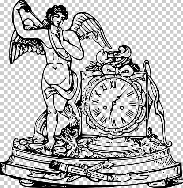 Gabriel Angel Drawing PNG, Clipart, Angel, Art, Artwork, Black And White, Clock Free PNG Download
