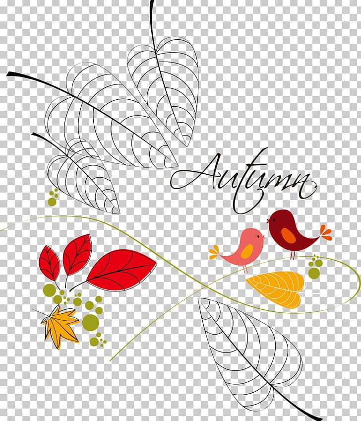 Drawing Autumn Illustration PNG, Clipart, Banana Leaves, Bird, Branch, Fall Leaves, Flower Free PNG Download