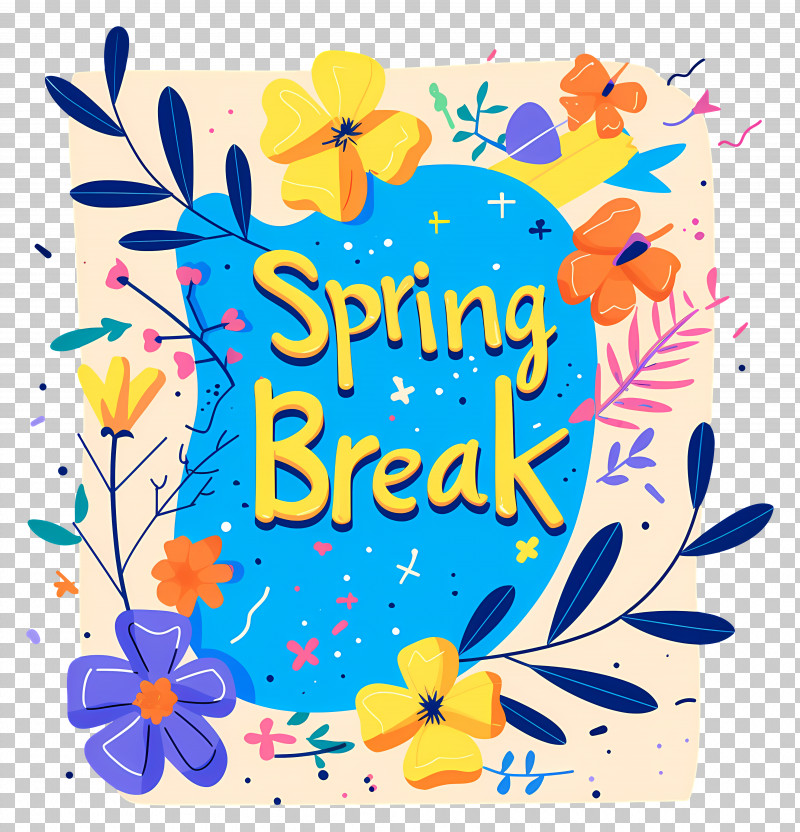 Spring Break Lettering - Spring Break With Colorful Flowers PNG ...