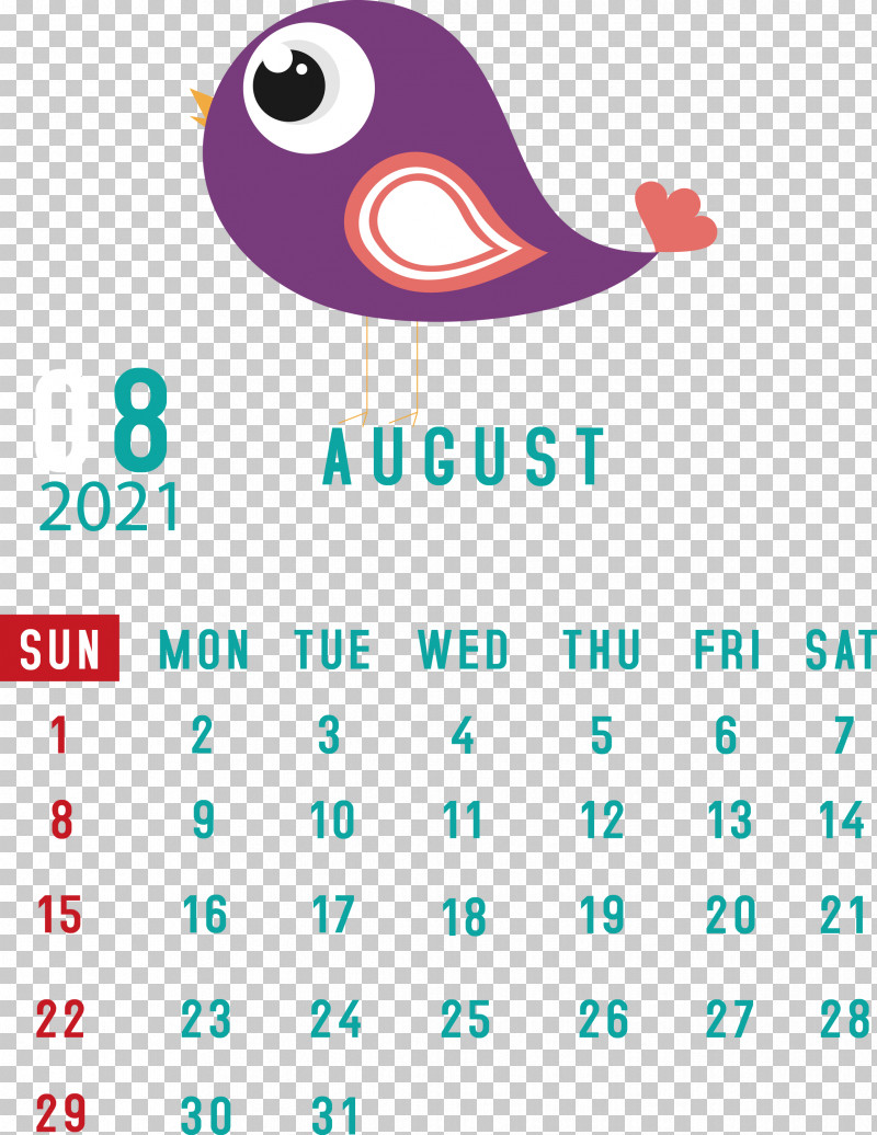 August 2021 Calendar August Calendar 2021 Calendar PNG, Clipart, 2021 Calendar, Beak, Calendar System, Geometry, Line Free PNG Download