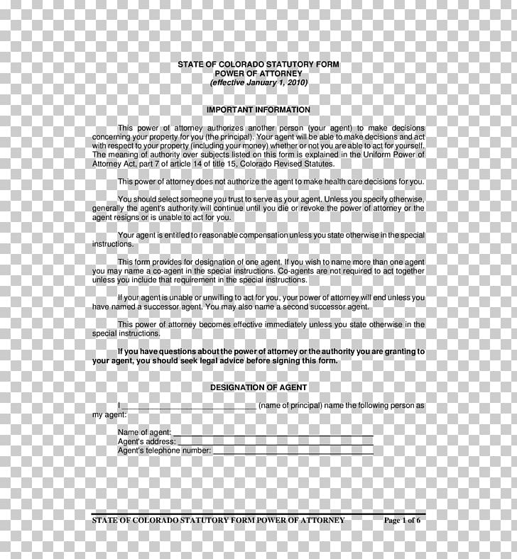 Colorado Form Power Of Attorney Template Document PNG, Clipart, Area, Attorney, Attorney General, Civilian, Colorado Free PNG Download