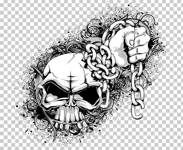 Skull PNG, Clipart, Art, Automotive Design, Black And White, Bone, Chain Free PNG Download