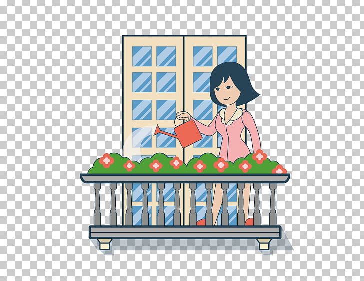 Euclidean Cartoon Illustration PNG, Clipart, Animation, Area, Art, Balcony, Balcony Vector Free PNG Download