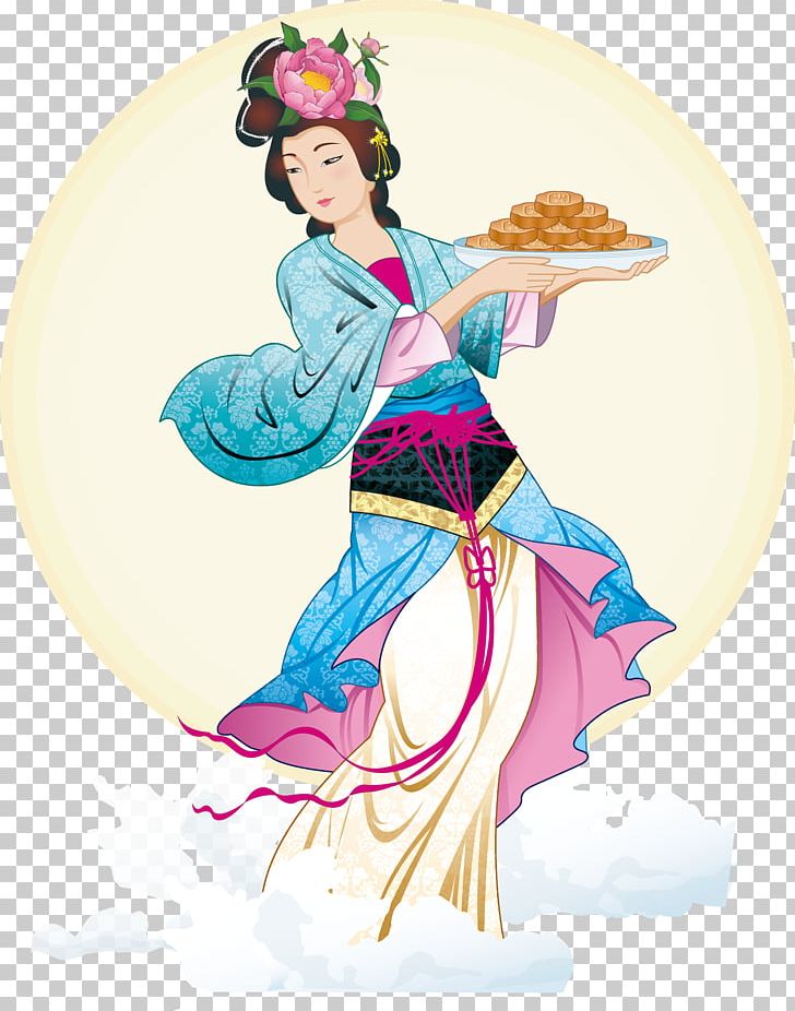 China Chang'e Mid-Autumn Festival Mooncake PNG, Clipart, Computer Icons, Costume, Fashion Design, Fashion Illustration, Festive Elements Free PNG Download