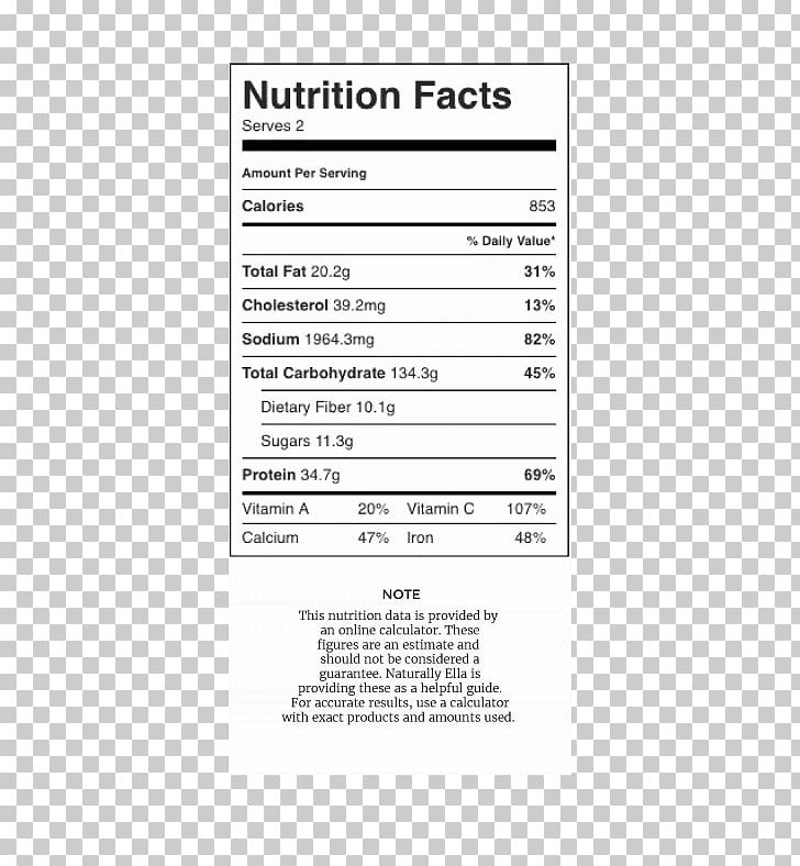 Masala Chai Stuffing French Dip Lentil Soup Nutrition Facts Label PNG, Clipart, Area, Brand, Butter, Document, Flatbread Free PNG Download
