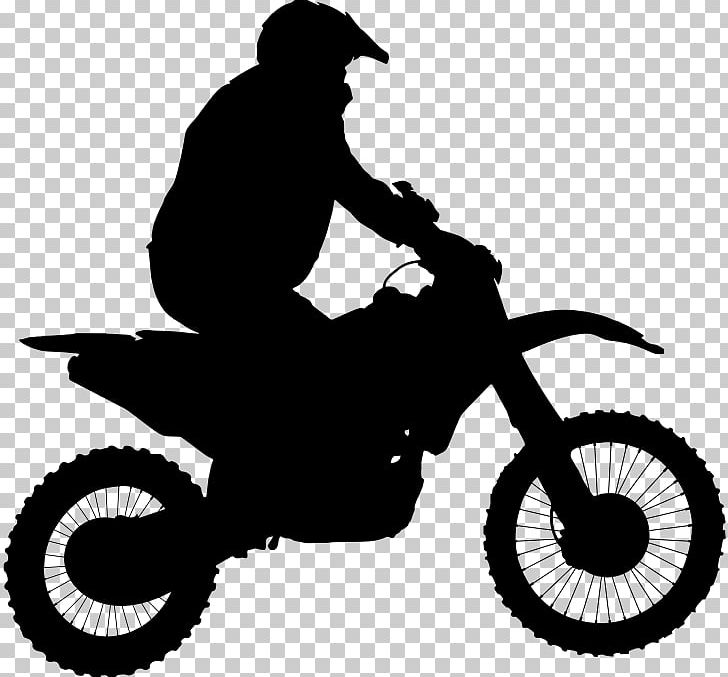 Motocross Motorcycle Silhouette PNG, Clipart, Bicycle, Bicycle Accessory, Bicycle Drivetrain Part, Bicycle Wheel, Black And White Free PNG Download