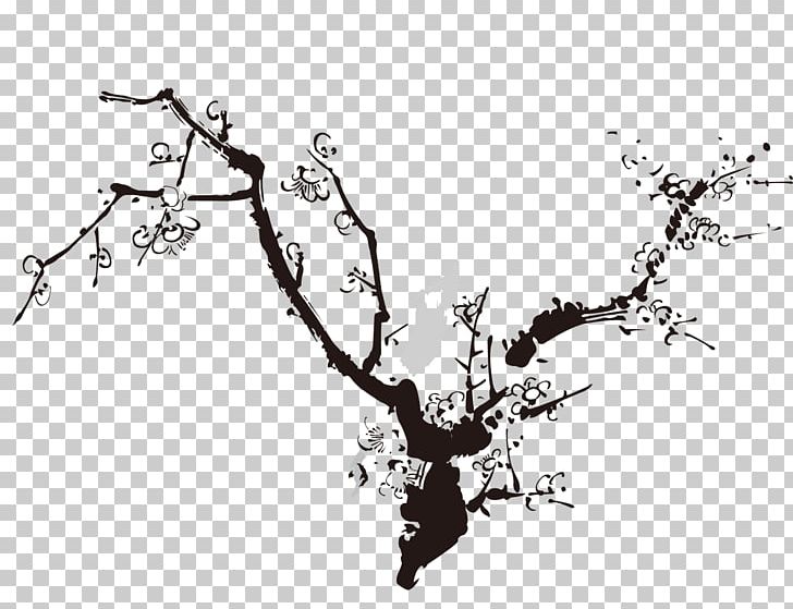 Plum Blossom Ink Wash Painting Four Gentlemen PNG, Clipart, Branch, Chinese Style, Computer Wallpaper, Encapsulated Postscript, Flower Free PNG Download