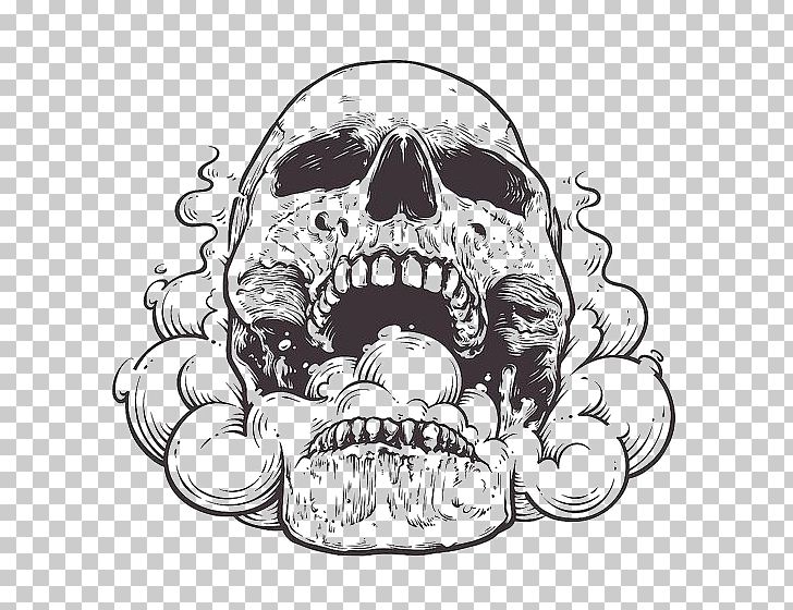 Hand-painted Skulls PNG, Clipart, Black And White, Bone, Cartoon, Design, Drawing Free PNG Download