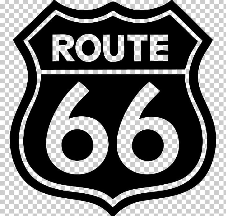 U.S. Route 66 Car Sticker Wall Decal PNG, Clipart, Area, Black, Black And White, Brand, Bumper Sticker Free PNG Download