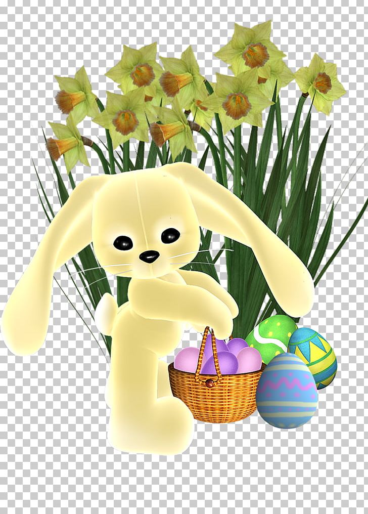 Easter Bunny Figurine Flower Animated Cartoon PNG, Clipart, Animated Cartoon, Cute Little, Daffodil, Duckling, Easter Free PNG Download