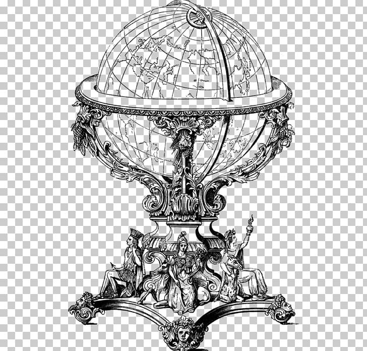 antique globe drawing