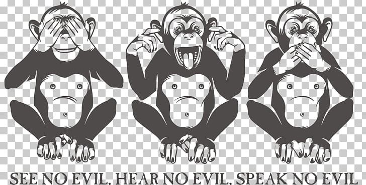 Three Wise Monkeys PNG, Clipart, Art, Black, Black And White, Cartoon, Drawing Free PNG Download