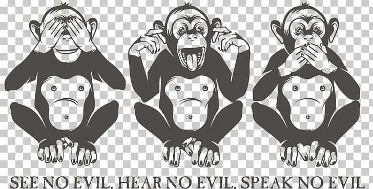 three wise monkeys drawing