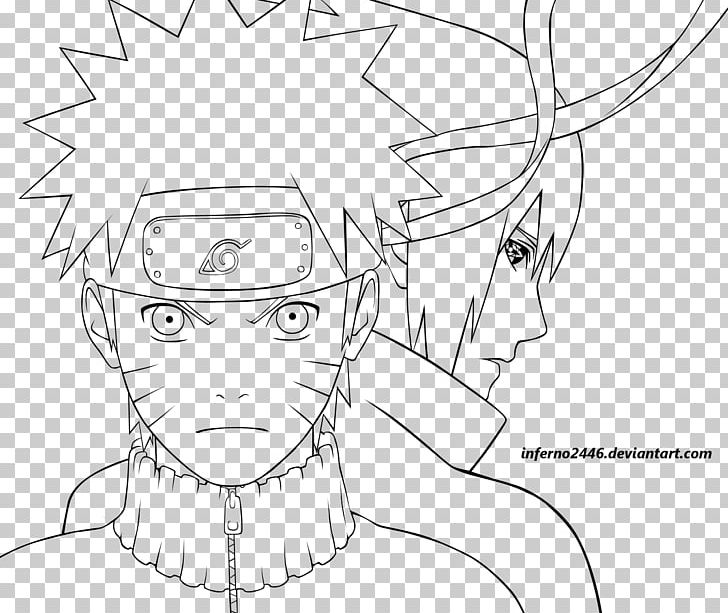 Sasuke Uchiha Naruto Shippuden: Naruto vs. Sasuke Line art Sketch, naruto,  angle, white, face png