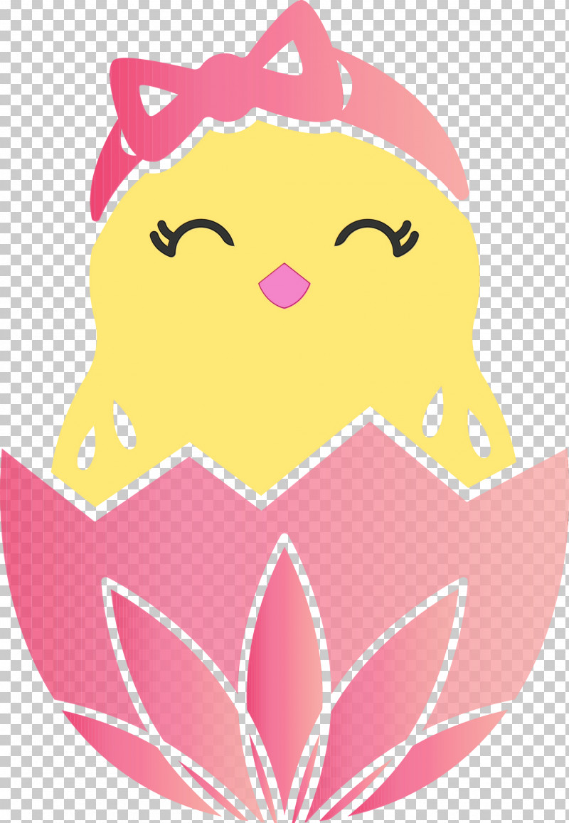 Pink Cartoon Yellow Smile Sticker PNG, Clipart, Adorable Chick, Cartoon, Chick In Eggshell, Easter Day, Paint Free PNG Download