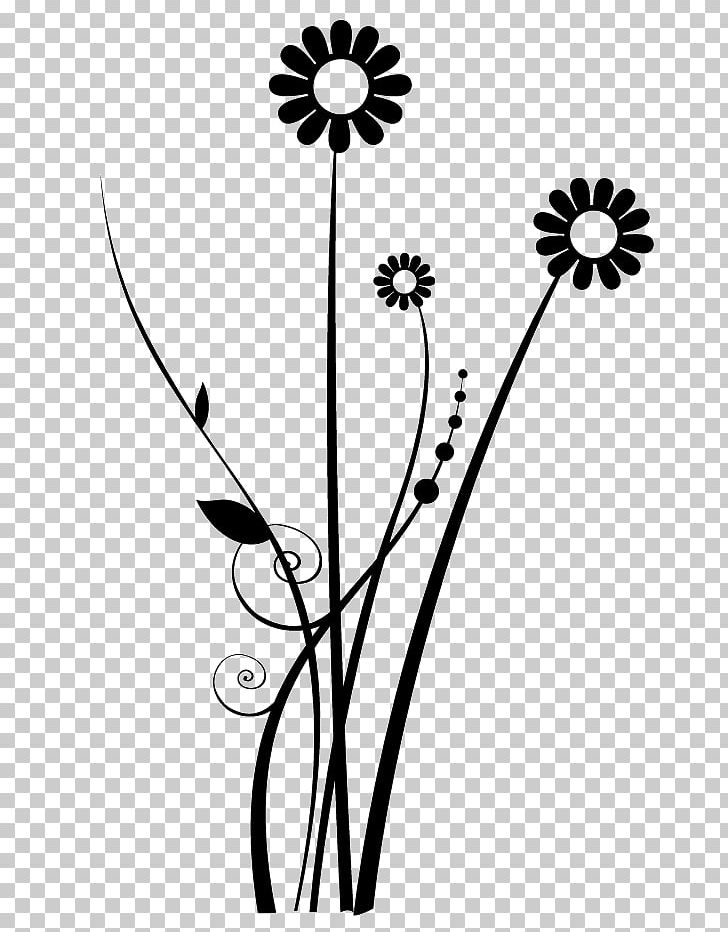 Floral Design Leaf Line Art Silhouette PNG, Clipart, Art, Artwork, Black And White, Branch, Daisy Free PNG Download