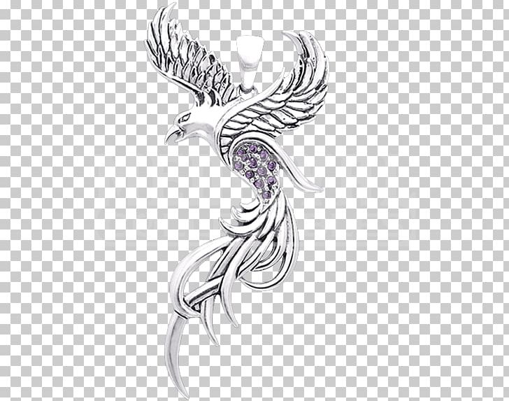 Charms & Pendants Phoenix Necklace Gold Jewellery PNG, Clipart, Beak, Bird, Bird Of Prey, Black And White, Body Jewelry Free PNG Download