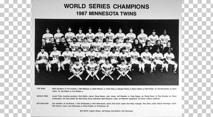 1987 Minnesota Twins Season 1987 World Series 1961 Minnesota Twins Season PNG, Clipart, 1987 Minnesota Twins Season, Advertising, Baseball, Baseball Manager, Black And White Free PNG Download