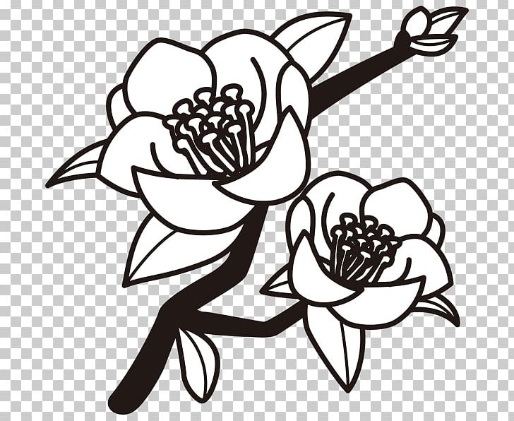 Black And White Drawing Japanese Camellia Monochrome Painting PNG, Clipart, Artwork, Black, Black And White, Dra, Fictional Character Free PNG Download