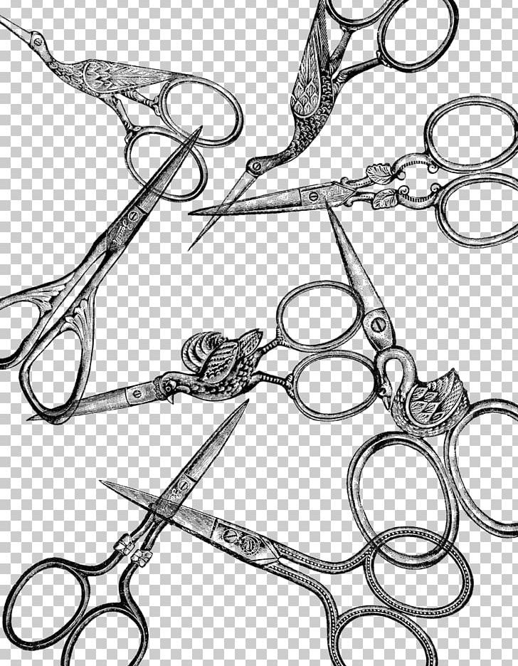 Scissors Sewing Collage Embroidery Paper PNG, Clipart, Bit, Black And White, Circle, Clip Art, Collage Free PNG Download
