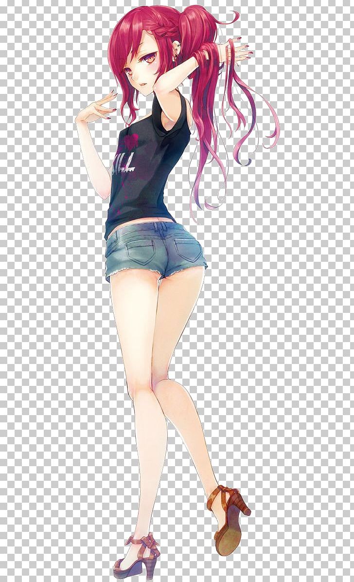 Anime Ecchi Manga Ponytail Red Hair PNG, Clipart, Anime, Arm, Black Hair, Brown Hair, Cartoon Free PNG Download