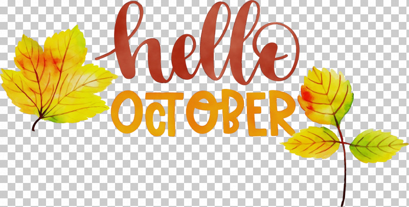 Leaf Cut Flowers Flower Font Yellow PNG, Clipart, Autumn, Biology, Cut Flowers, Flower, Hello October Free PNG Download