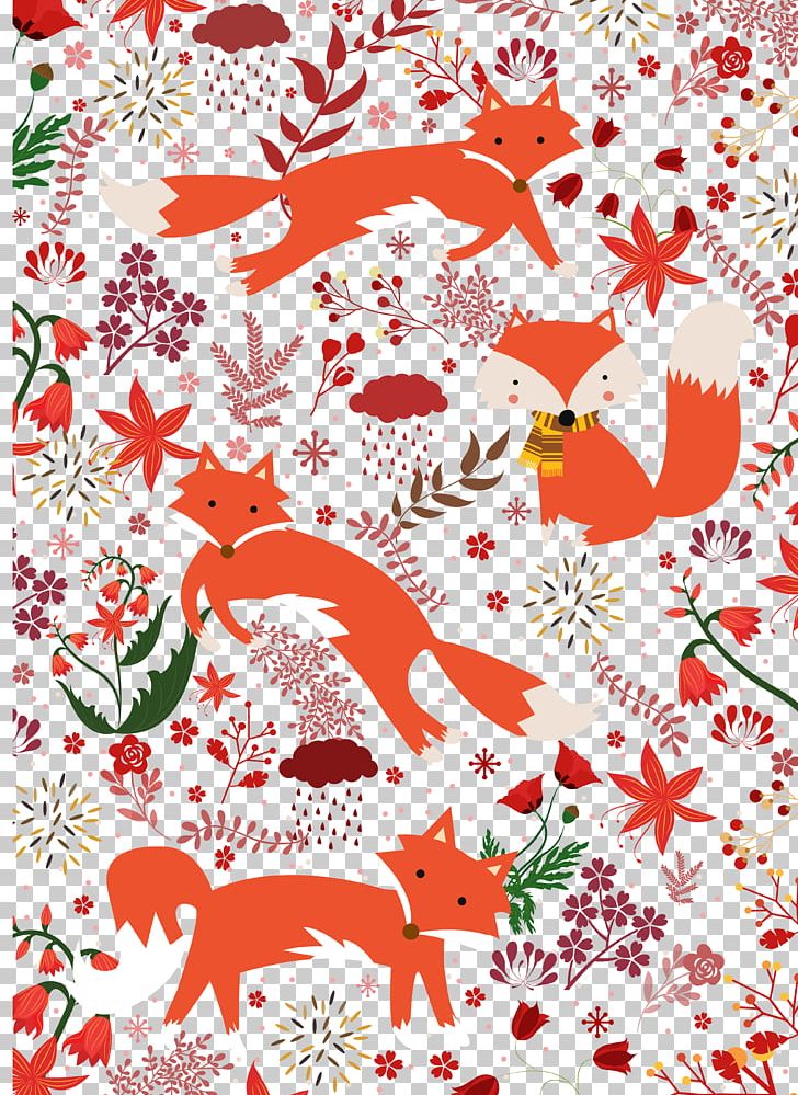 Red Fox Euclidean PNG, Clipart, Animals, Background Red, Branch, Encapsulated Postscript, Flower Free PNG Download