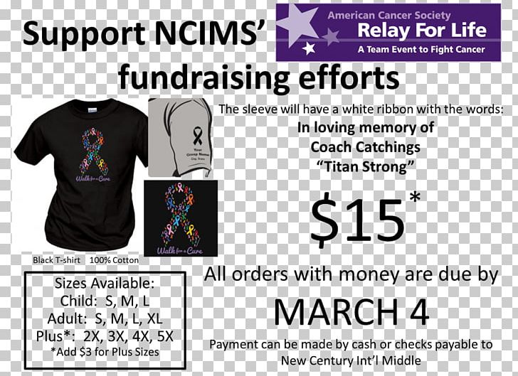 T-shirt Relay For Life Sleeve PNG, Clipart, Advertising, Area, Black, Black M, Brand Free PNG Download