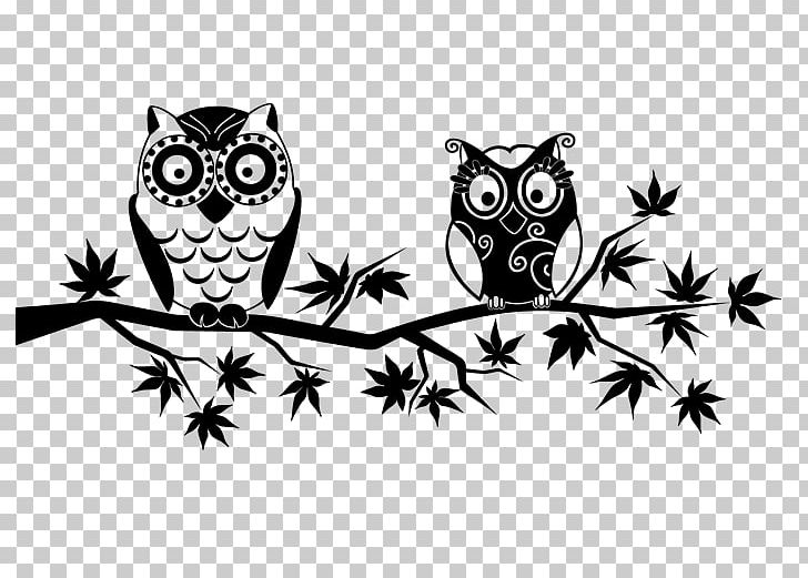 Owl Wall Decal Black And White PNG, Clipart, Animals, Beak, Bird, Bird Of Prey, Black Free PNG Download