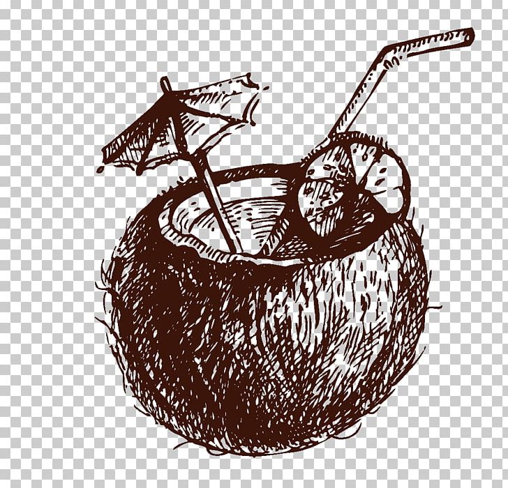 Cocktail Coconut Water Drawing PNG, Clipart, Basket, Brush, Cocktail, Coconut, Coconut Leaf Free PNG Download