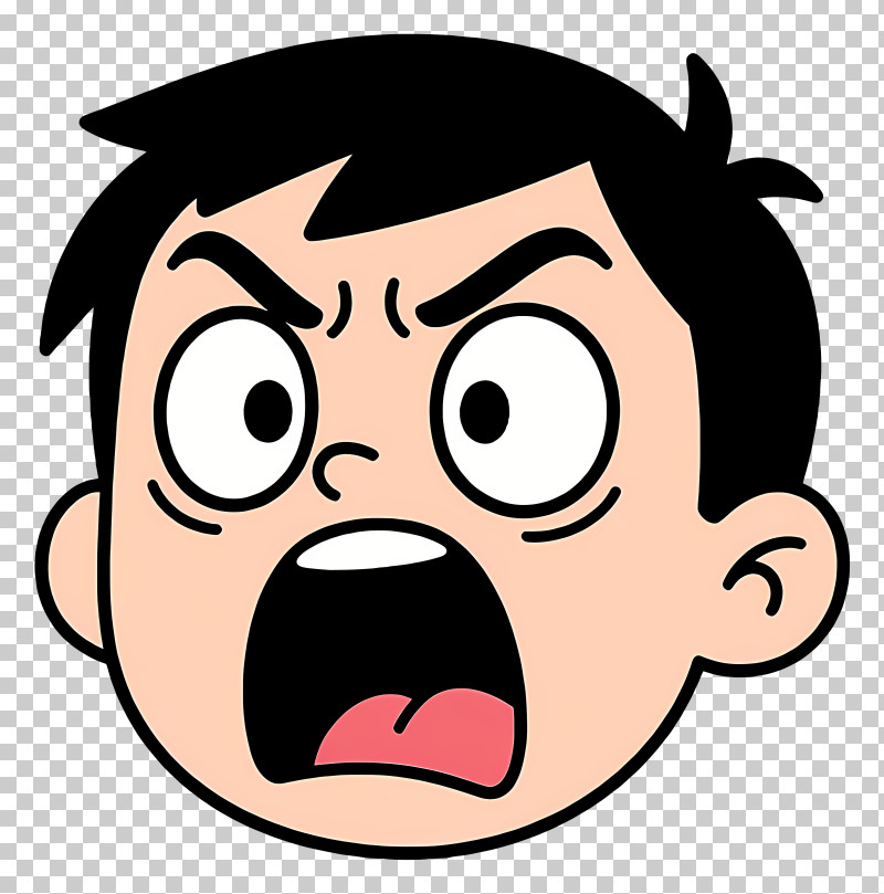 Cartoon Boy Face - Angry Cartoon Boy Shouting Face PNG