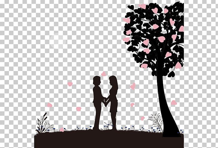 Silhouette Valentines Day Dating PNG, Clipart, Branches, Cartoon Couple, Computer Wallpaper, Couple Vector, Emotion Free PNG Download