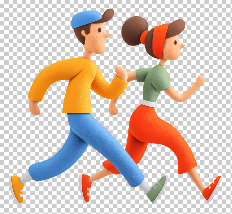Couple Running - Running Couple In Colorful Outfits PNG