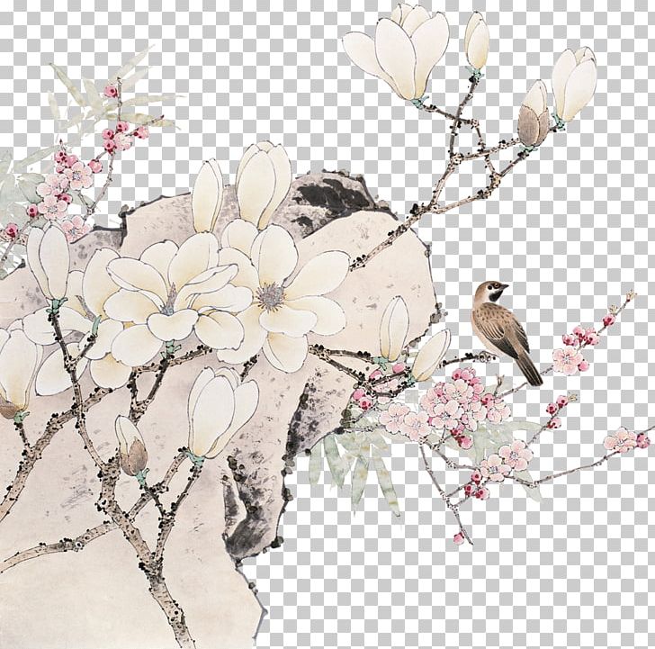 Chinese Painting Ink Wash Painting Bird-and-flower Painting Gongbi PNG, Clipart, Bamboo Leaves, Bird, Branch, Canvas, Flower Free PNG Download
