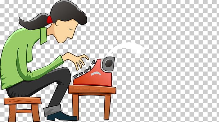Typewriter Woman Paper Information PNG, Clipart, Business, Cartoon, Chair, Child, Communication Free PNG Download