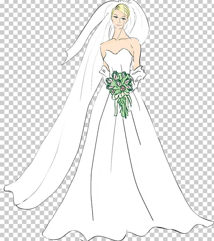 Wedding Dress Bride Line Art White Illustration PNG, Clipart, Art, Artwork, Beauty, Be Cliparts, Bridal Clothing Free PNG Download