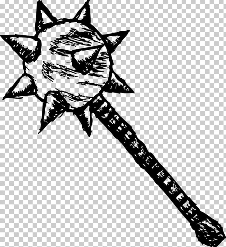 Mace Drawing Weapon Club PNG, Clipart, Art, Artwork, Battle Axe, Black And White, Carnivoran Free PNG Download