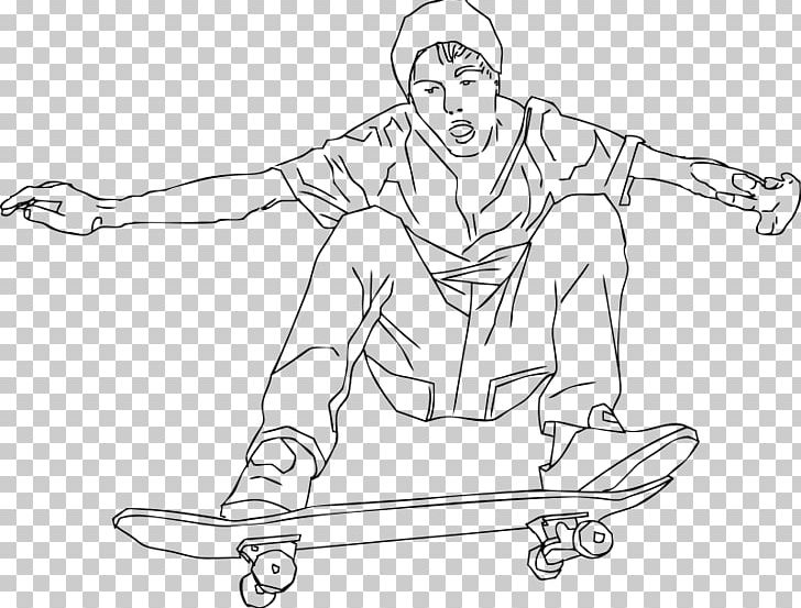 Skateboarding Trick Ollie Roller Skating PNG, Clipart, Angle, Arm, Art, Artwork, Black And White Free PNG Download