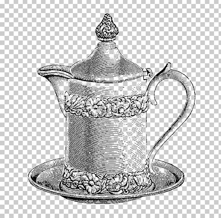 Jug Kettle Teapot Digital Stamp PNG, Clipart, Antique, Black And White, Cup, Desktop Wallpaper, Digital Image Free PNG Download