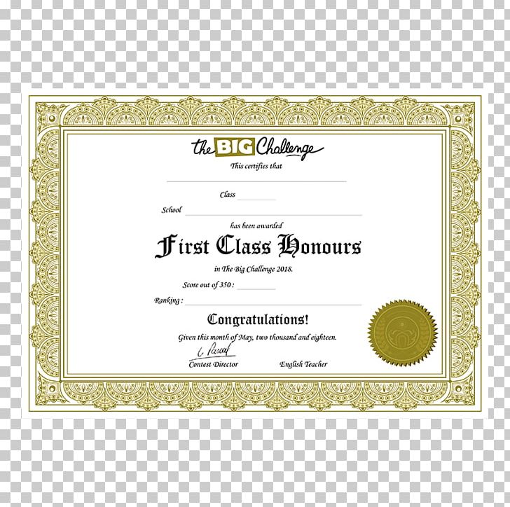 Diploma Prize The Big Challenge Academic Certificate Competitive Examination PNG, Clipart, Academic Certificate, Area, Big, Big Challenge, Border Free PNG Download