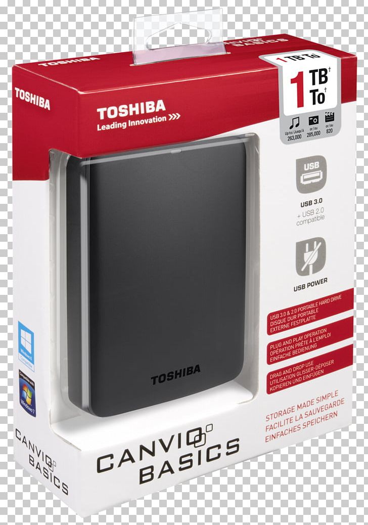 Toshiba Canvio Basics 3.0 Hard Drives USB 3.0 External Storage Terabyte PNG, Clipart, Computer Data Storage, Disk Storage, Ek 3, Electronic Device, Electronics Free PNG Download