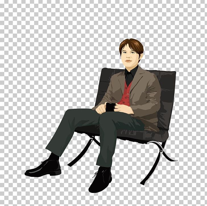 cartoon man sitting on chair