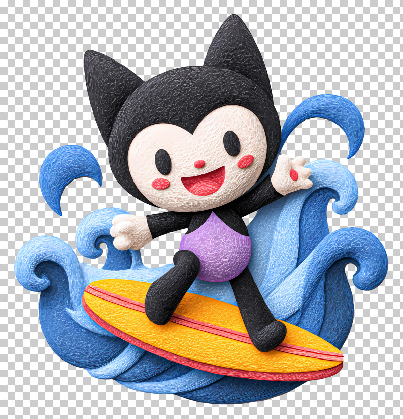 Kuromi Doing Surfboarding - Surfing Cat On Waves PNG