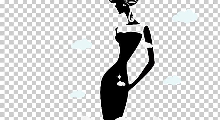 Black And White Silhouette Drawing PNG, Clipart, Black, Black And White, Business Woman, Character, Clouds Free PNG Download