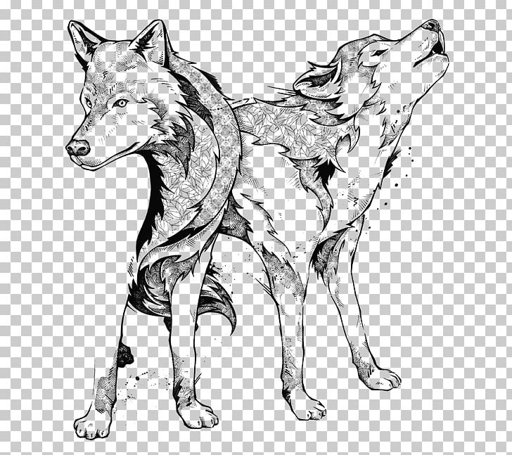 Gray Wolf Line Art Manic Botanic: Zifflin's Coloring Book Black And White Drawing PNG, Clipart,  Free PNG Download
