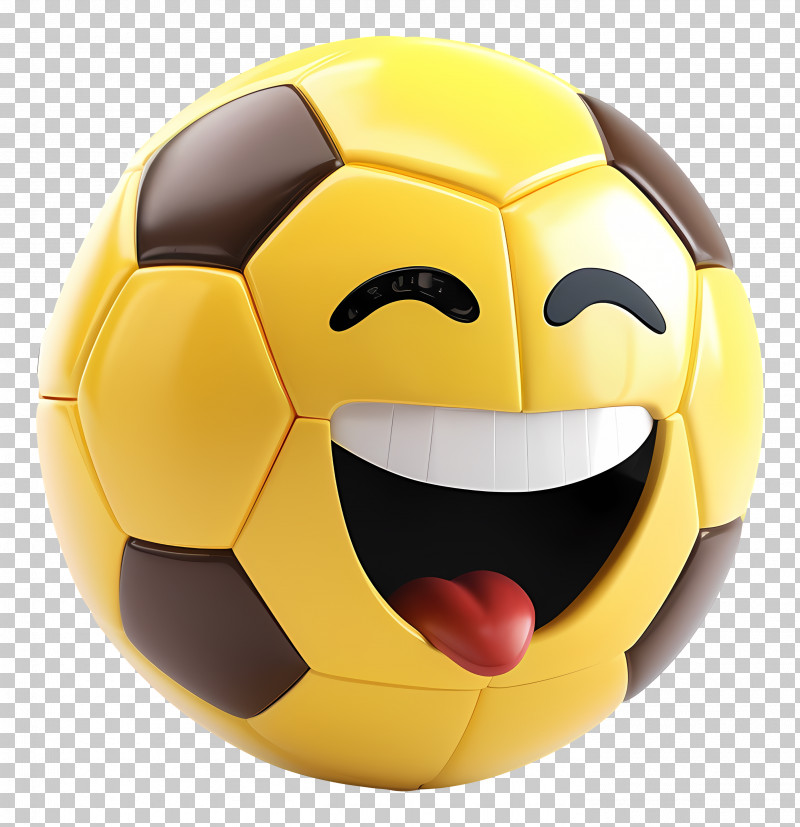 Soccer - Soccer Ball Emoji With A Cheerful Face PNG