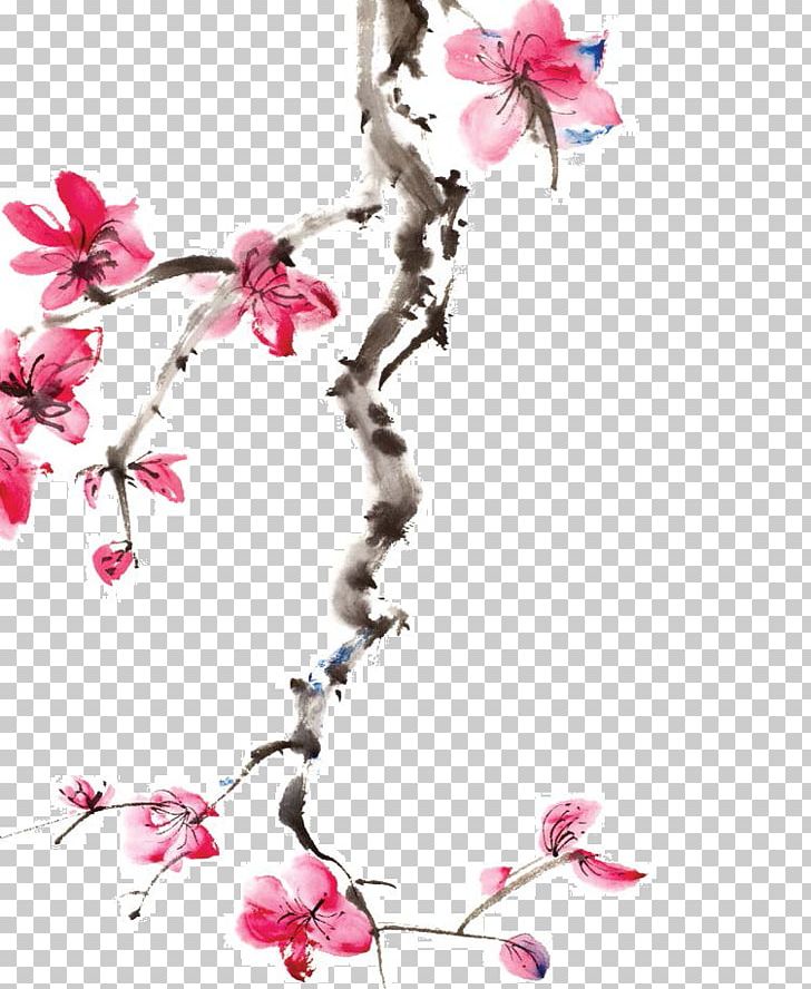 Japan Cherry Blossom Ink Wash Painting PNG, Clipart, Art, Blossom, Branch, Cherry Blossom, Cut Flowers Free PNG Download