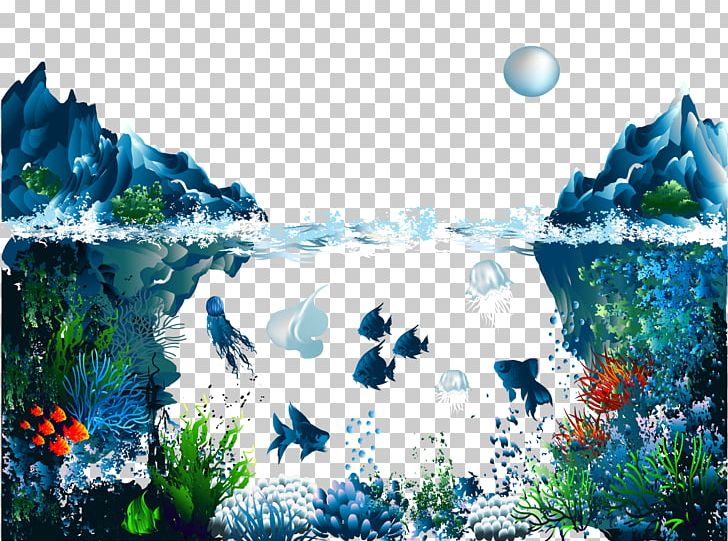 Underwater Illustration PNG, Clipart, Background Vector, Blue, Computer Wallpaper, Encapsulated Postscript, Fish Free PNG Download